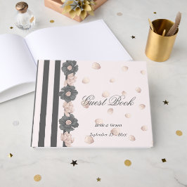 dammtrosa grå blommor & söta kronblad gästböcker