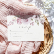 Dammtrosa Mauve Rodnad Blommig Akvarell Bröllop