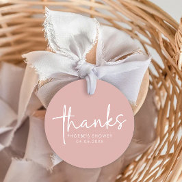 Dammtrosa minimalistisk bröllopsfest med skrivstil gåvor etiketter