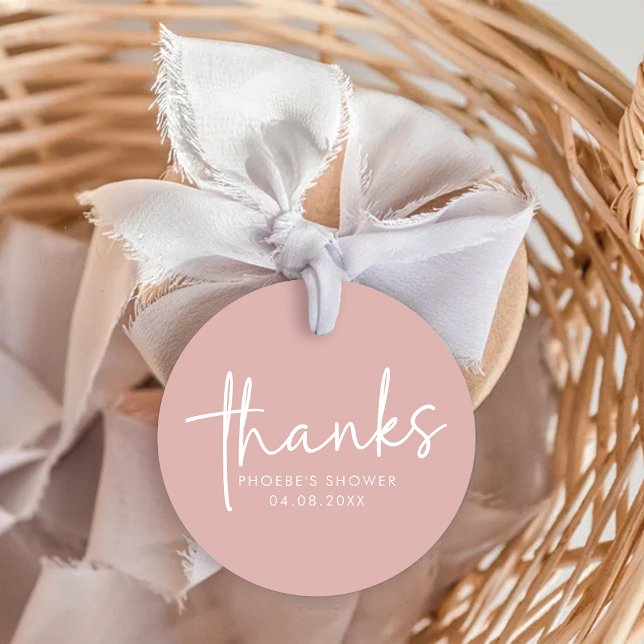 Dammtrosa minimalistisk bröllopsfest med skrivstil gåvor etiketter (Skapare uppladdad)