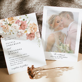 Dammtrosa Ros Blommig Bröllopsfotobakgrund Inbjudningar