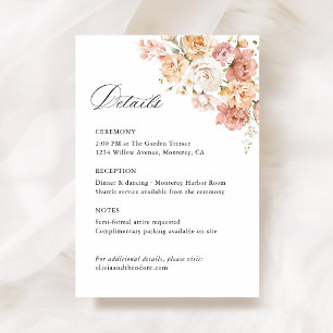 Dammtrosa Ros Blommig Bröllopsinformation, Info Tilläggskort