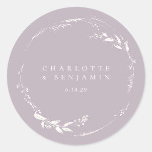 Dammultna lila blomsterkransmonogram Personlig Runt Klistermärke