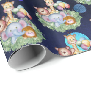 Dammusslande djungeldjur som omsluter pappra presentpapper