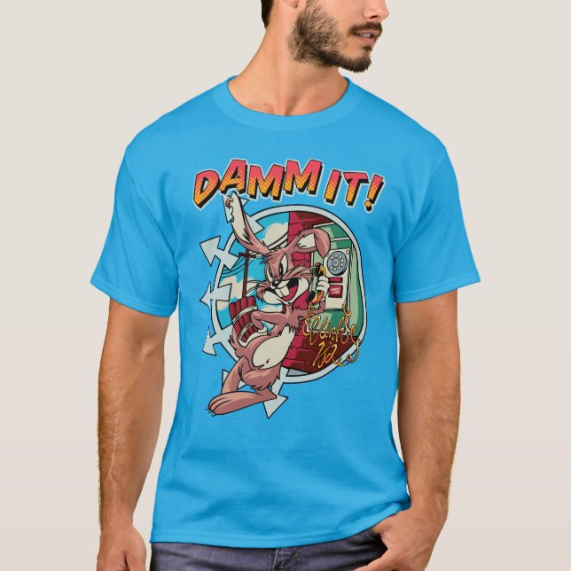 “Damn It!” Punk Rock Bunny Retro - Blink 182 T Shirt (Framsida)