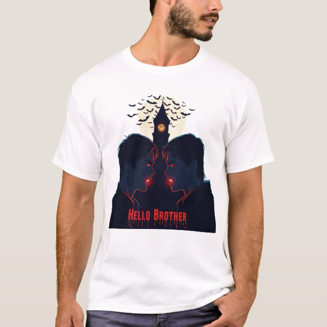 Damon och Stefan Salvatore Gothic Halloween Art T Shirt (Framsida)