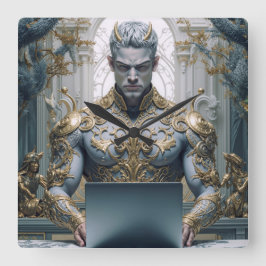 Dämonischer Krieger am Laptop Fantasy Fyrkantig Klocka