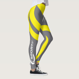 Damonti Sport Nya Wave Grått Gult Leggings