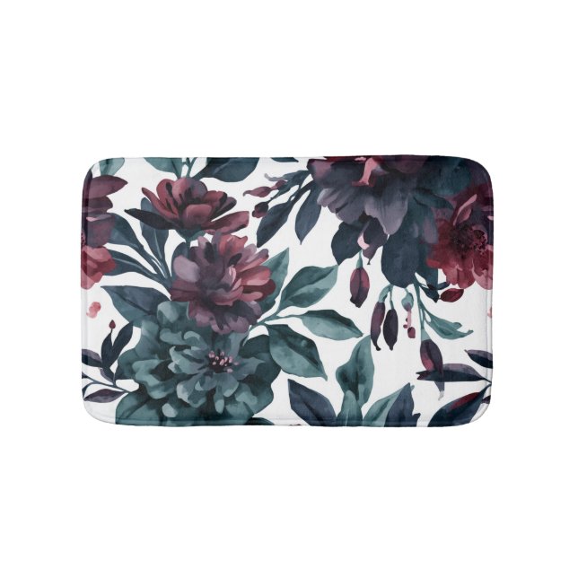 Dämpad akvarell Botaniska Blommor Blomster Badrumsmatta (Framsidan)