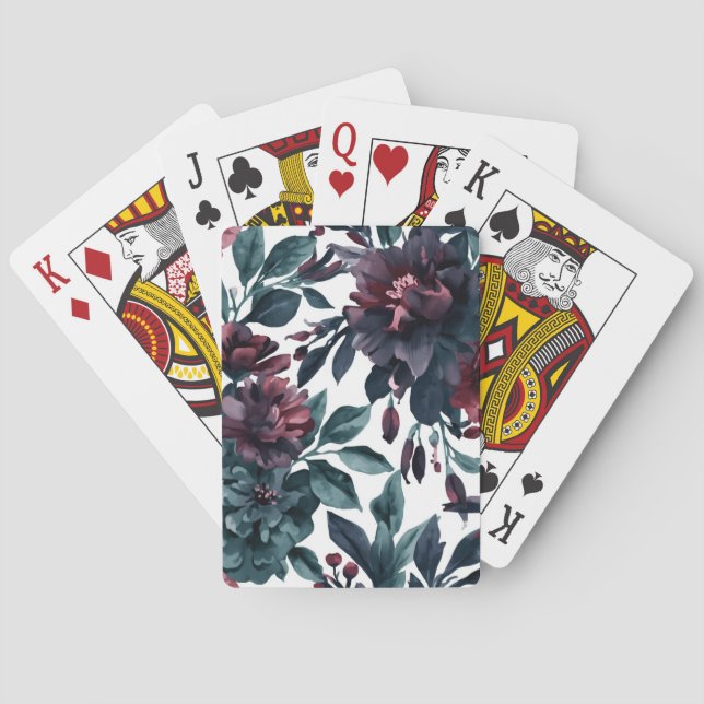 Dämpad akvarell Botaniska Blomsterblomningar Blomm Casinokort (Baksidan)