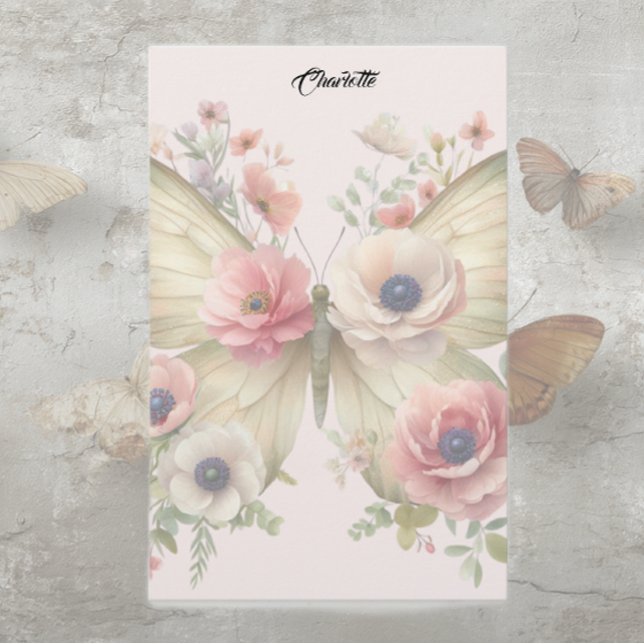 Dämpad blommande fjäril brevpapper (Skapare uppladdad)