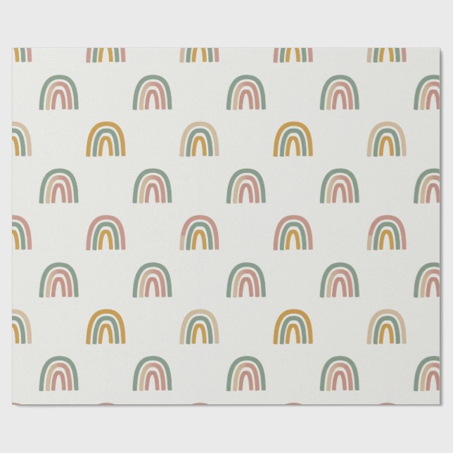 Dämpad boho-regnbåge scandi-mönster  presentpapper (Platt)