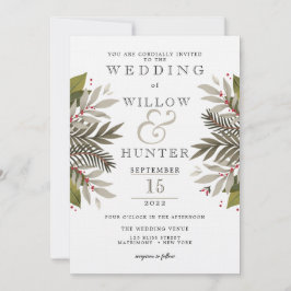 Dämpad Botanisk | Jordtoner | Bröllop Inbjudningar