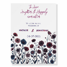 Dämpad Burgundy & Blå Blommig