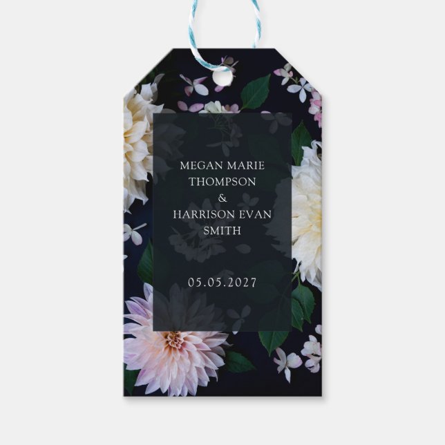 Dämpad Dahlia Blomma Presentetikett (Framsidan)