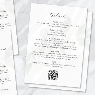 Dämpad Eukalyptus QR-kod Bröllopsdetaljer Tilläggskort