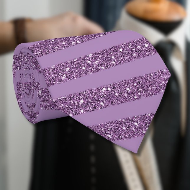 Dämpad Glittrande Hallonröd Horisontella Ränder Slips (Skapare uppladdad)
