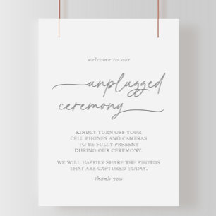 Dämpad grå enkel minimalistisk oansluten ceremoni poster