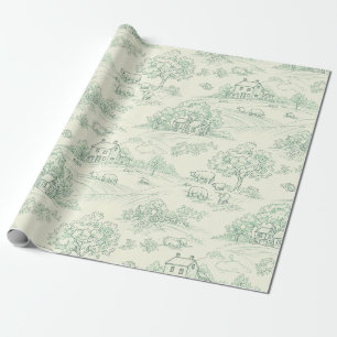 Dämpad grön lantlig gård djur toaletttryck presentpapper