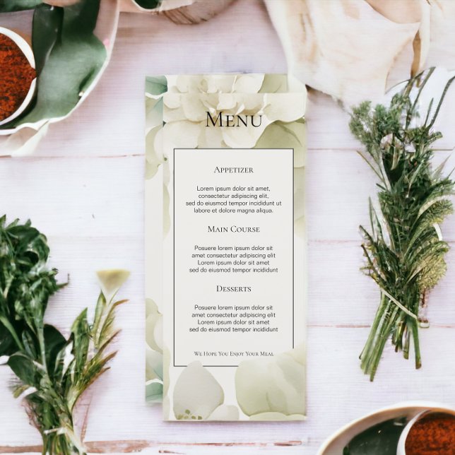Dämpad grön lövverk Personlig menykort för bröllop Inbjudningar (Muted Green Foliage Personalized Wedding Menu Card from Ricaso)