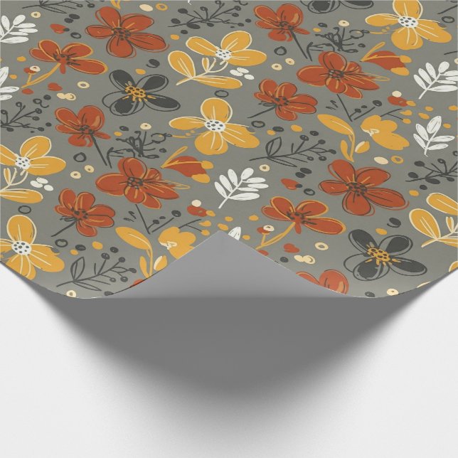 Dämpad höstängsblomma  presentpapper (Hörn)