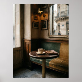 Dämpad interiör på parisiskt kafé poster