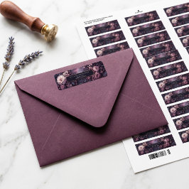 Dämpad Mauve Lågmäld Botanisk Ornamenterad Ram Returadress Etikett