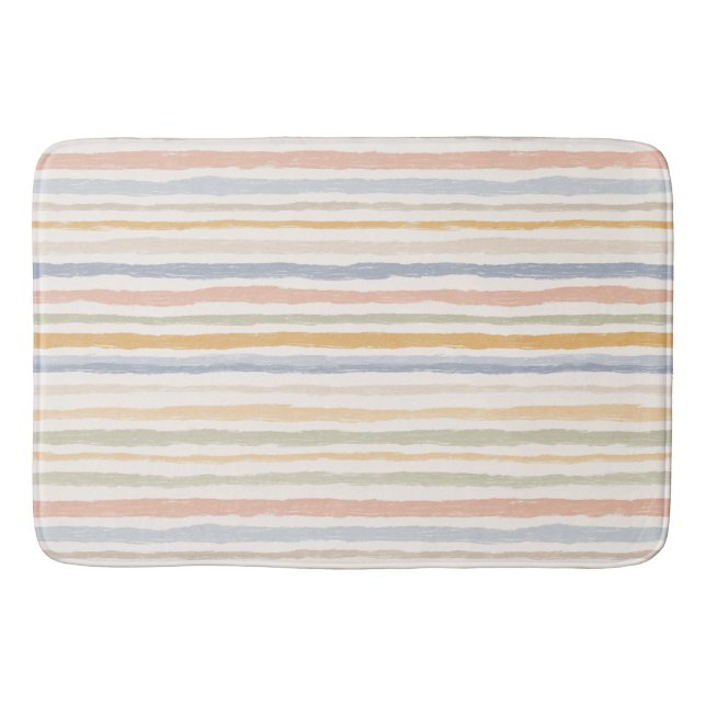 Dämpad Pastell Akvarell Randig Minimal Modern Badrumsmatta (Framsidan)