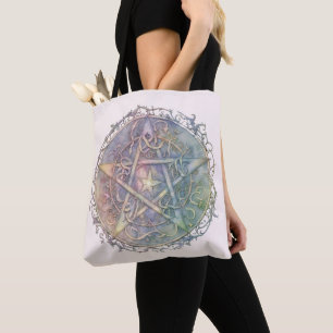 Dämpad Pastell Pentagram Häxa Pagan Halloween Tygkasse
