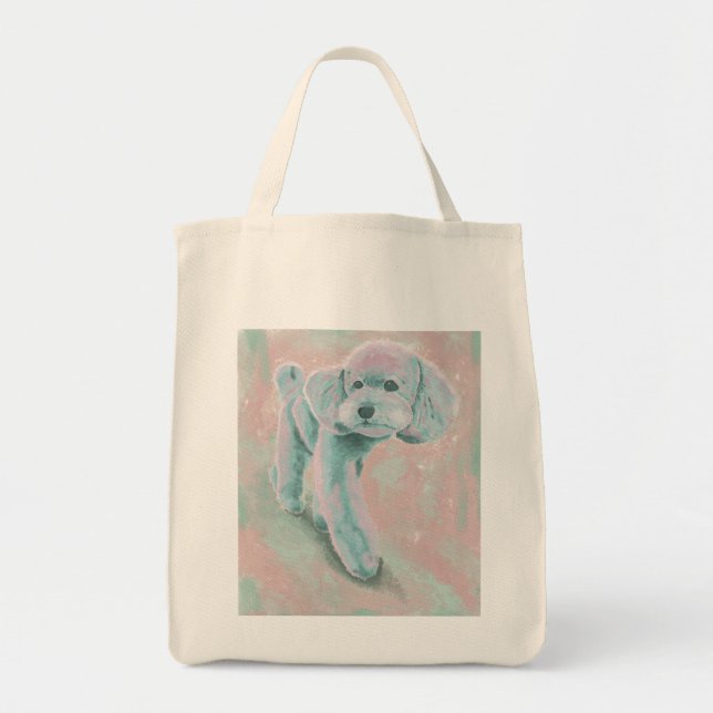 Dämpad Pastell Pudel Konstnärlig Illustration Tote Tygkasse (Framsidan)