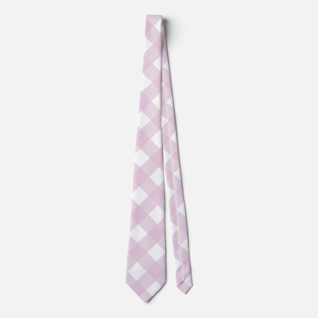 dämpad pastellrosa vit gingham kartrutmönster slips (Framsida)