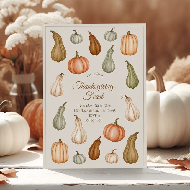 Dämpad pumpa och kalebass Thanksgiving-middag Inbjudningar (Skapare uppladdad)