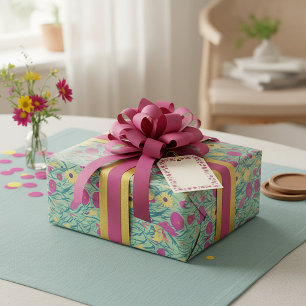 Dämpad rosa och gul akvarell blommig mönster presentpapper