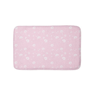 Dämpad rosa och vit vildblommamönster badrumsmatta