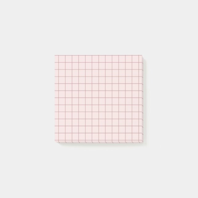 Dämpad rosa rutig mönster mjuk grid design  post-it block (Framsida)