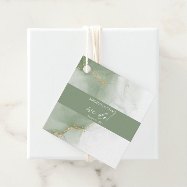 Dämpad Salvia Abstrakt Gåvor Etiketter (På plats)