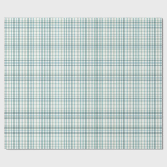 Dämpad Teal Mikro-Kontroll Rutigt Mönster Presentpapper (Platt)