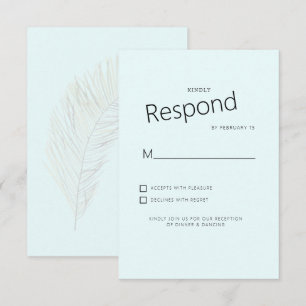 Dämpad Tropisk Palm Isblå Bröllop RSVP OSA Kort