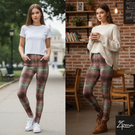 Dämpad Vertikal Skuggad Plaid Tartan Oskärpa Leggings