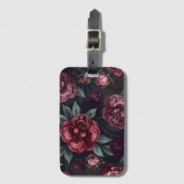 Dämpade blommor Vattenfärg Mörkröd Mönster Bagagebricka