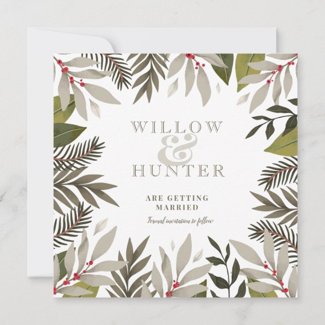 Dämpade Botaniska | Mossa | Spara datum-kort Datumet (Baksida)