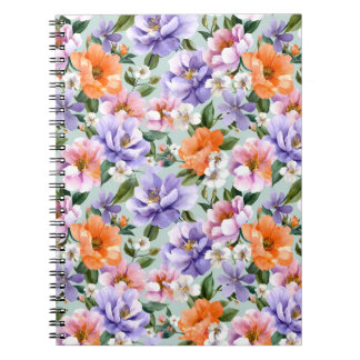 Dämpade färgglada blommor Boho blomma Anteckningsbok