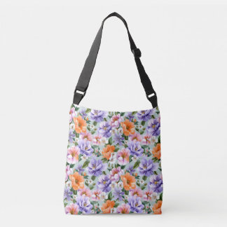 Dämpade färgglada blommor Boho blomma Axelväska