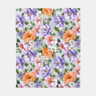 Dämpade färgglada blommor Boho blomma Fleecefilt