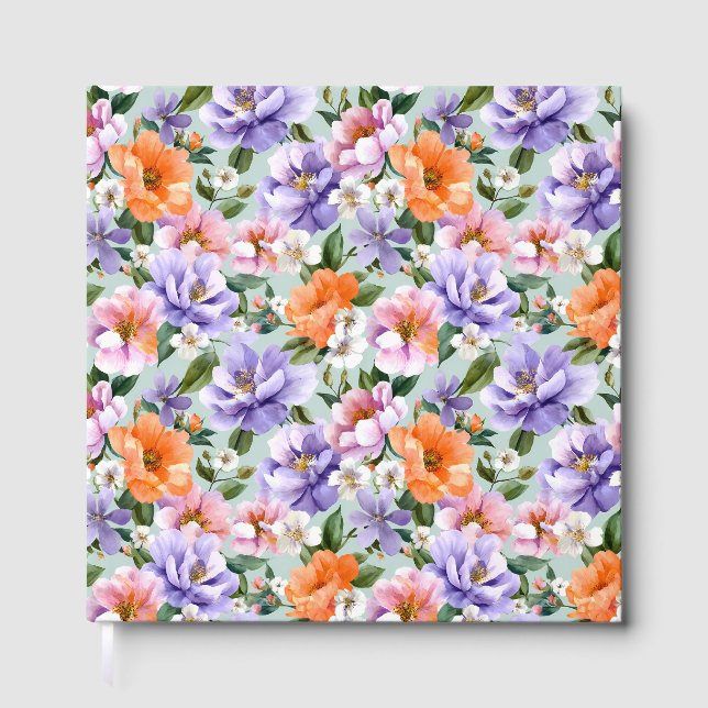 Dämpade färgglada blommor Boho blomma  Gästböcker (Framsida)
