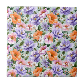 Dämpade färgglada blommor Boho blomma Kakelplatta