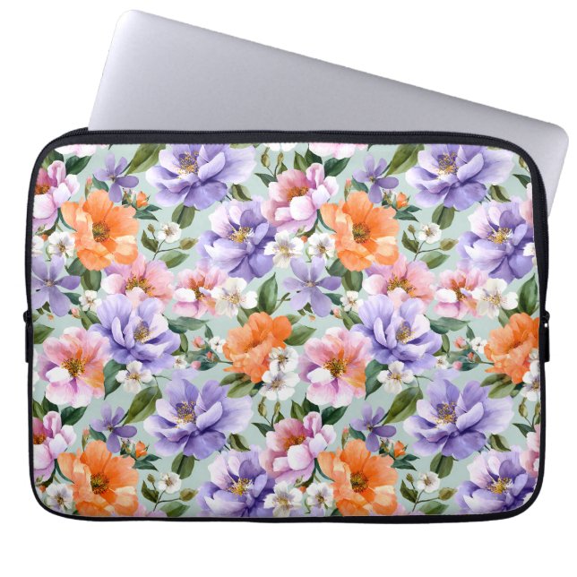 Dämpade färgglada blommor Boho blomma  Laptop Fodral (Framsidan)