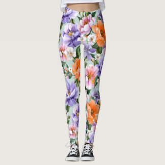 Dämpade färgglada blommor Boho blomma  Leggings