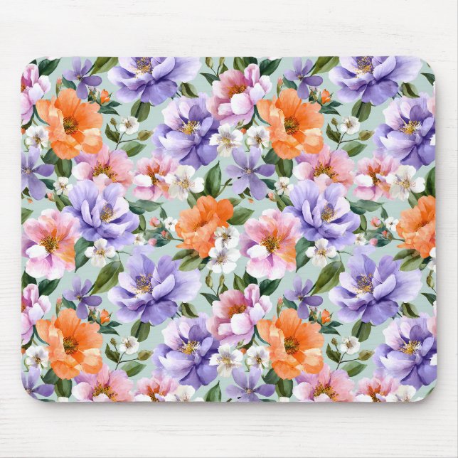 Dämpade färgglada blommor Boho blomma  Musmatta (Framsidan)
