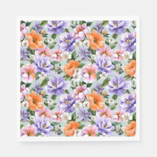 Dämpade färgglada blommor Boho blomma Pappersservett